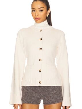 Good American button front Knit Cardigan in vanilla